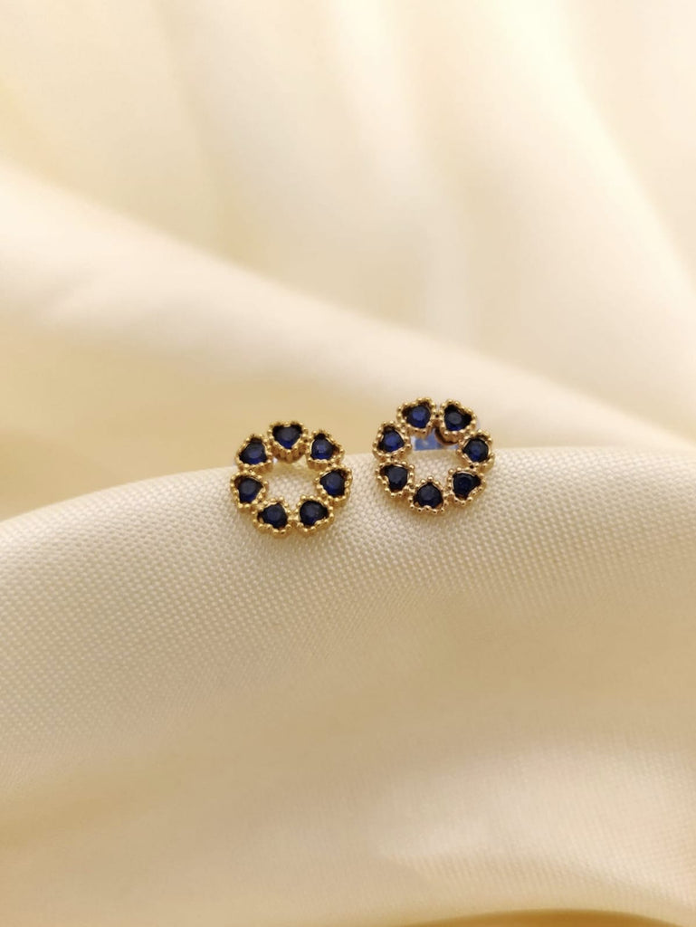 Gold Tone Heart Shape Cubic Ear Stud Earrings black&gold ER-12