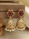 Red Flower With Gold Finish Traditional One Gram Micro Gold Plated Earrings For Girls & Women.