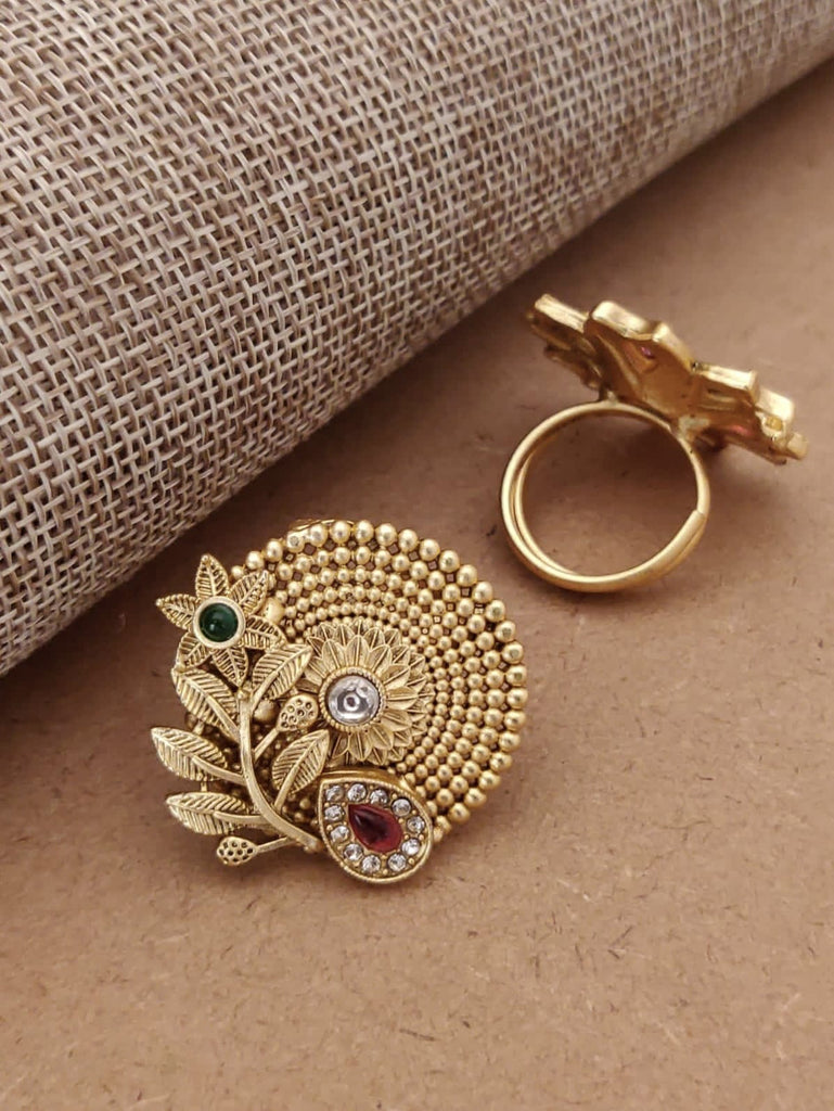 Buy Flower Intricate 22k Gold Ring, Indian Yellow Gold Handmade Vintage  Antique Traditional Design Jewelry, Gold Meena Ring, Wedding Ring Online in  India - Etsy